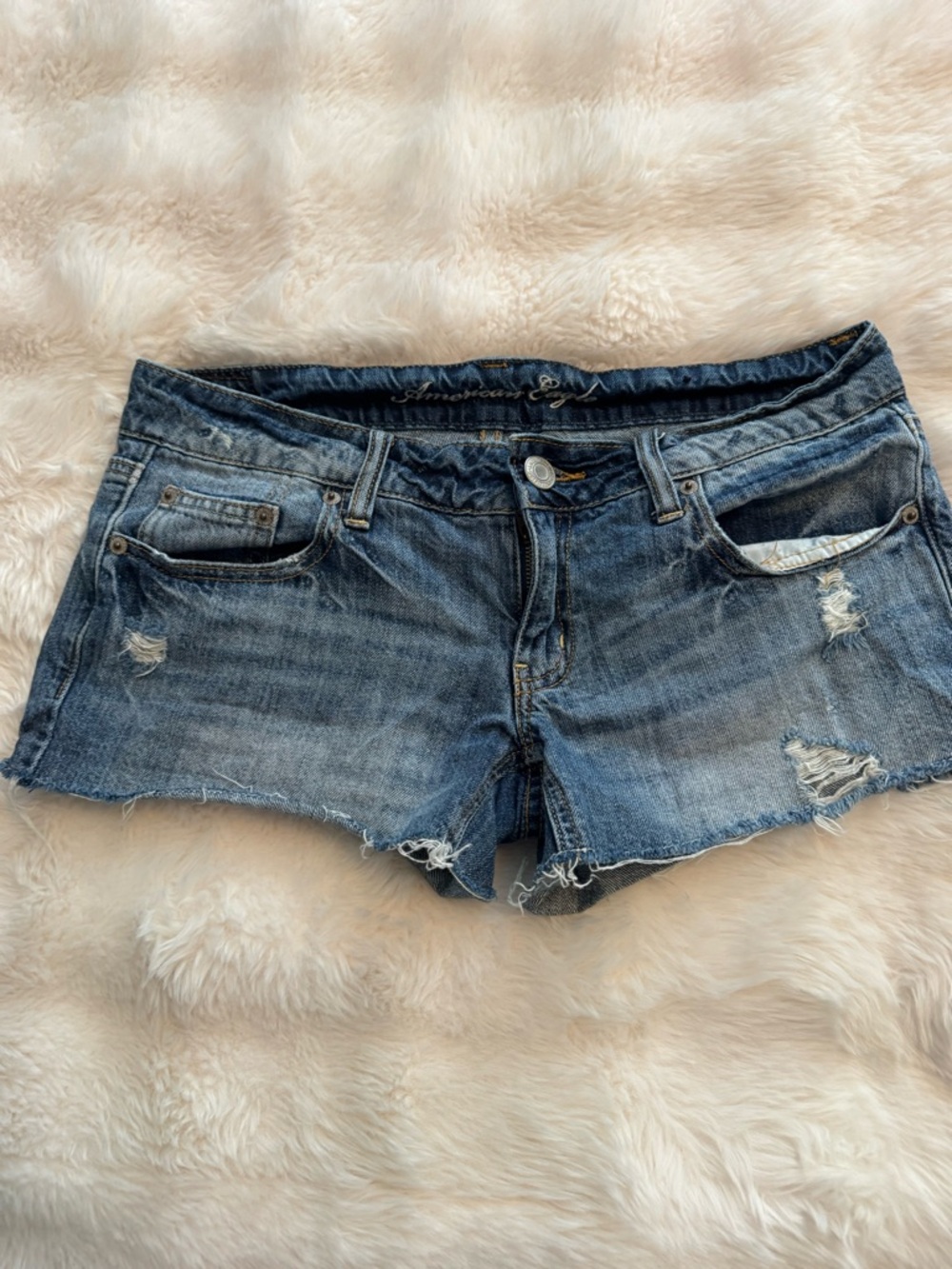 Distressed Blue Denim Cutoff Shorts